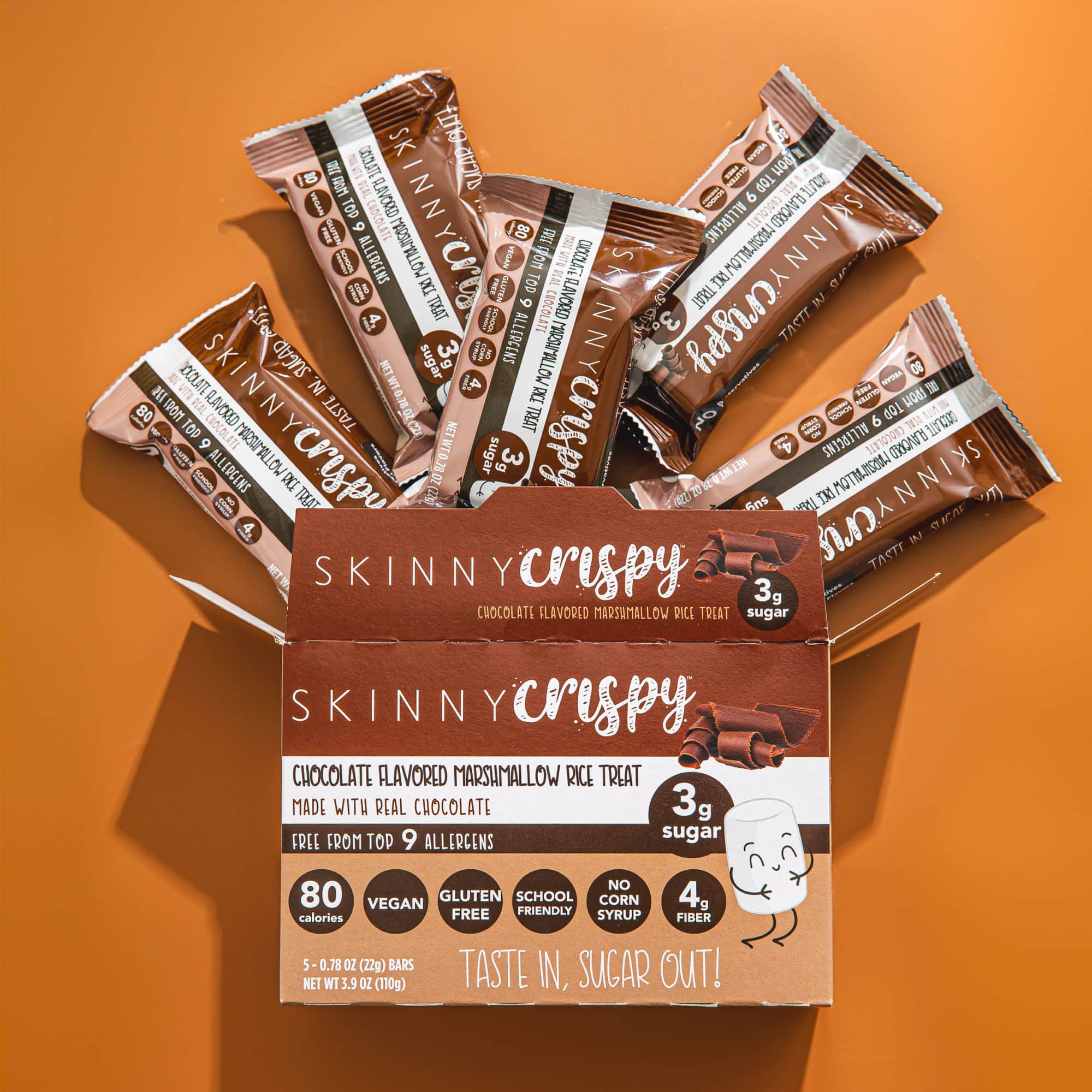 Chocolate Skinny Crispy Package with Bars